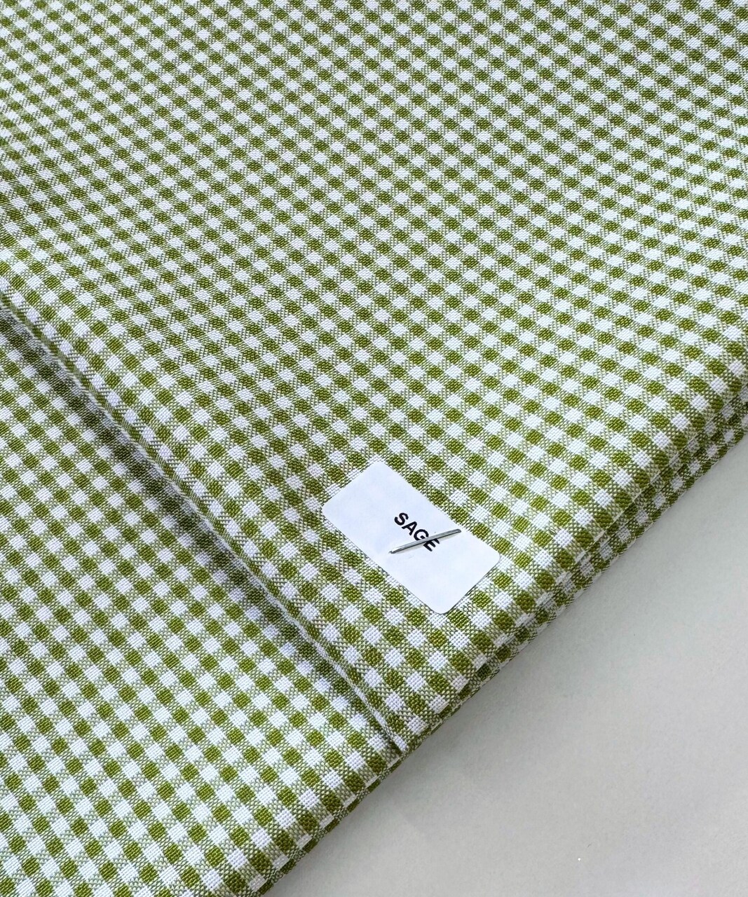 Sage Green Gingham Checkered Fabric by the Yard, 60" Wide 1/8" Poly Cotton Check Poplin